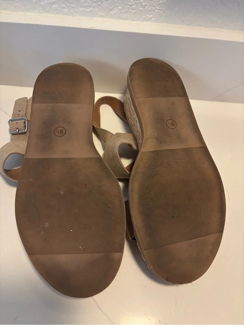 Universal Thread Taupe Suede Wedge Sandals with Espadrille Platform